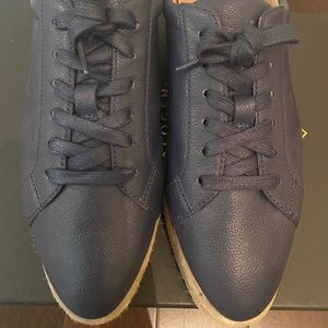 Halogen x Atlantic Pacific/ Navy Leather Platform Sneakers